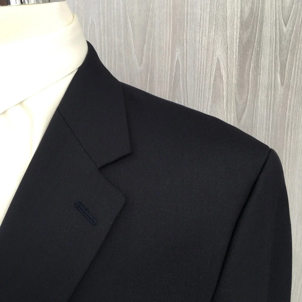 Chaps Ralph Lauren Mens Navy Blue 100% Wool 2-Button Blazer Sport Coat 44L